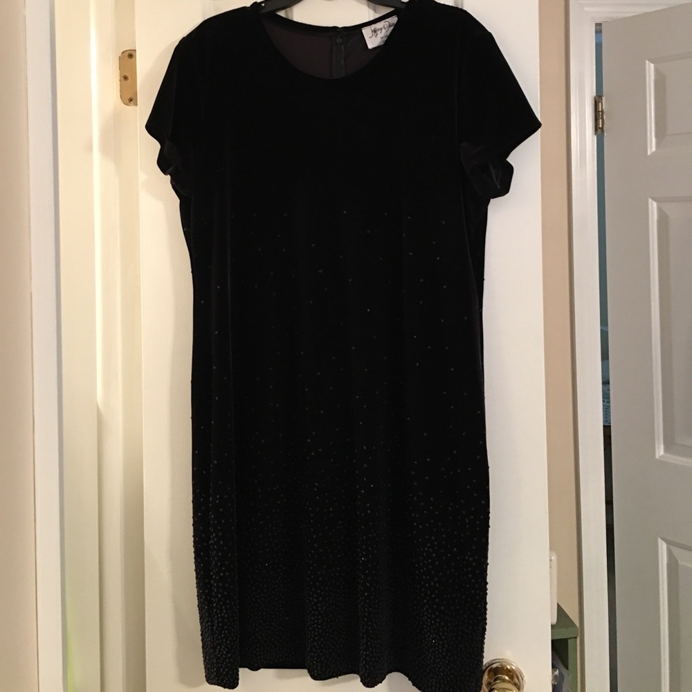 Stretch velvet party dress with bead detail