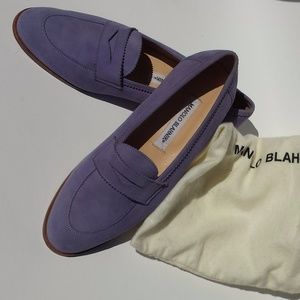 Manolo Blahnik Purple Suede Loafers 39.5