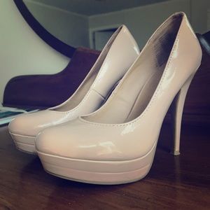 Nude patent heels