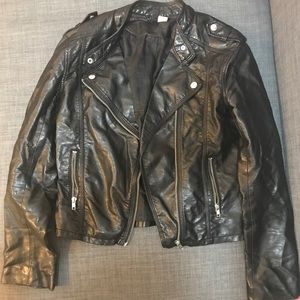 Distressed Vegan Leather Jacket