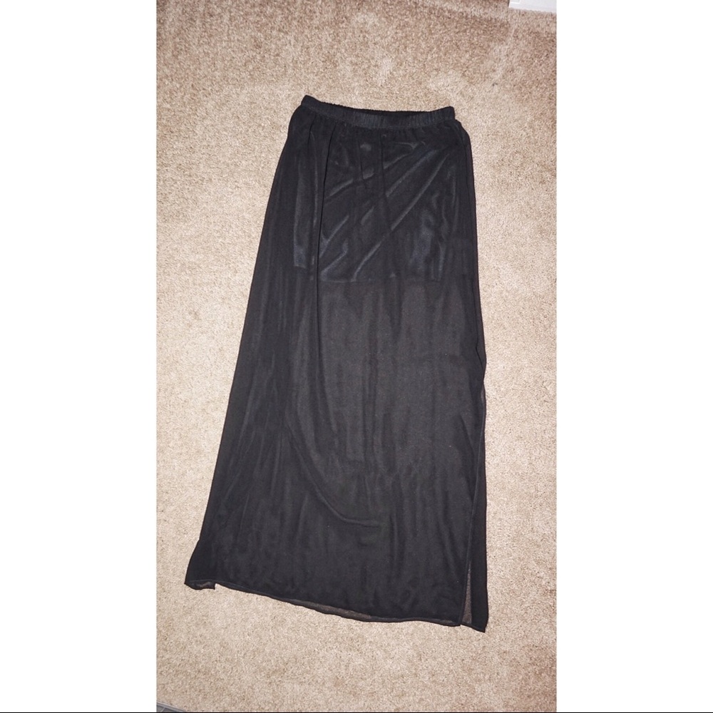Black sheer maxi skirt