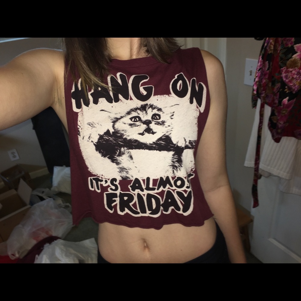 “Hang on it’s almost friday” muscle tee crop top