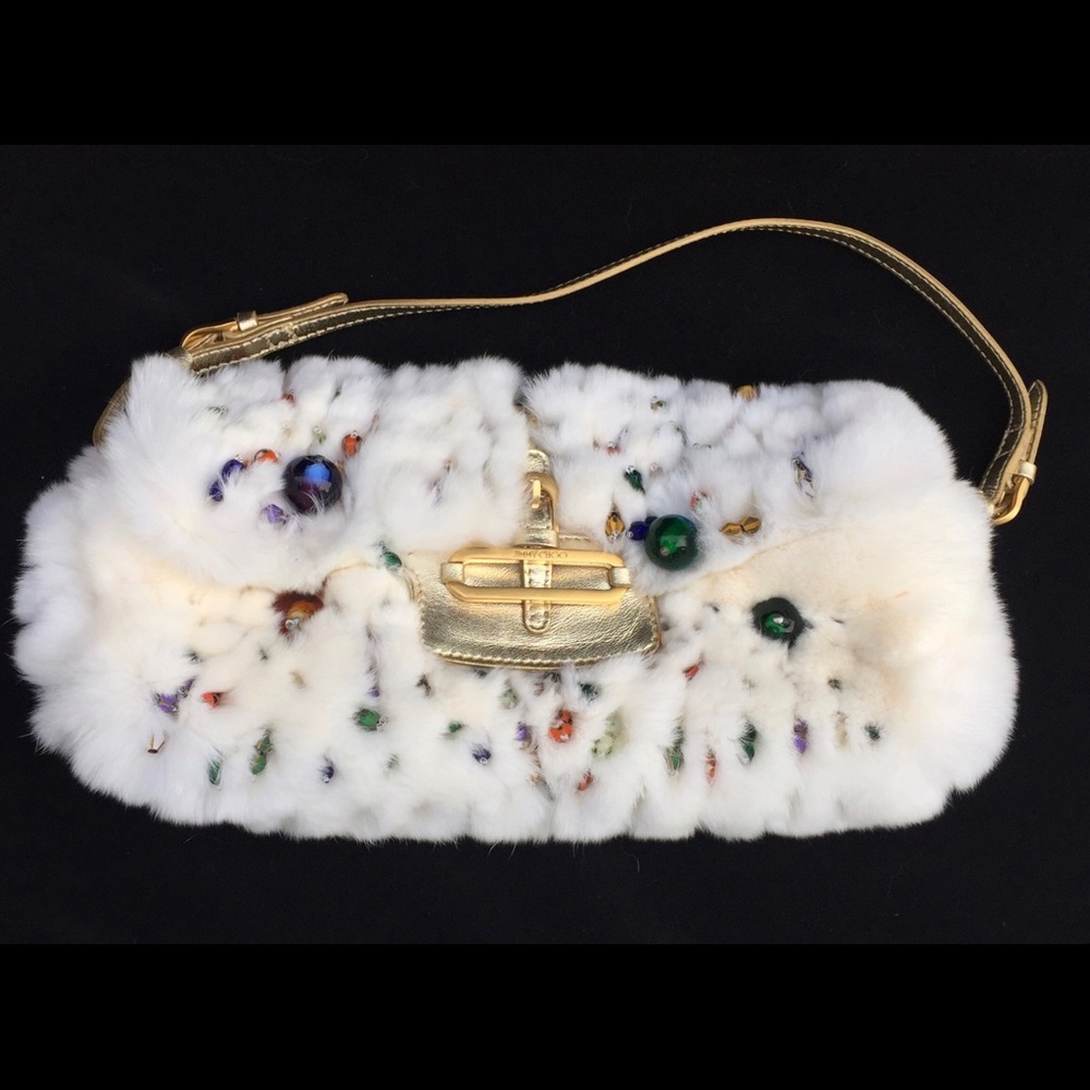 Jimmy Choo Clutch White Rabbit Murano glass Stunning