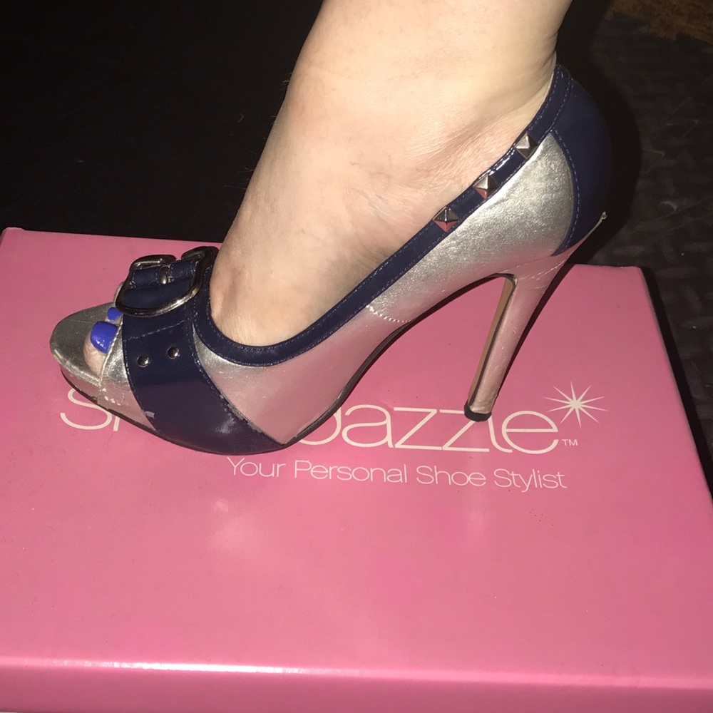 Women's blue and silver heels