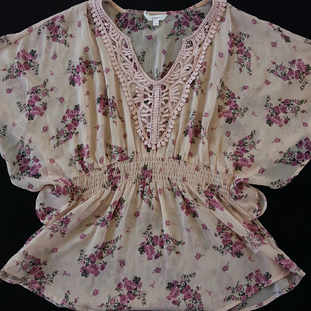 Candies sheer flutter sleeve top