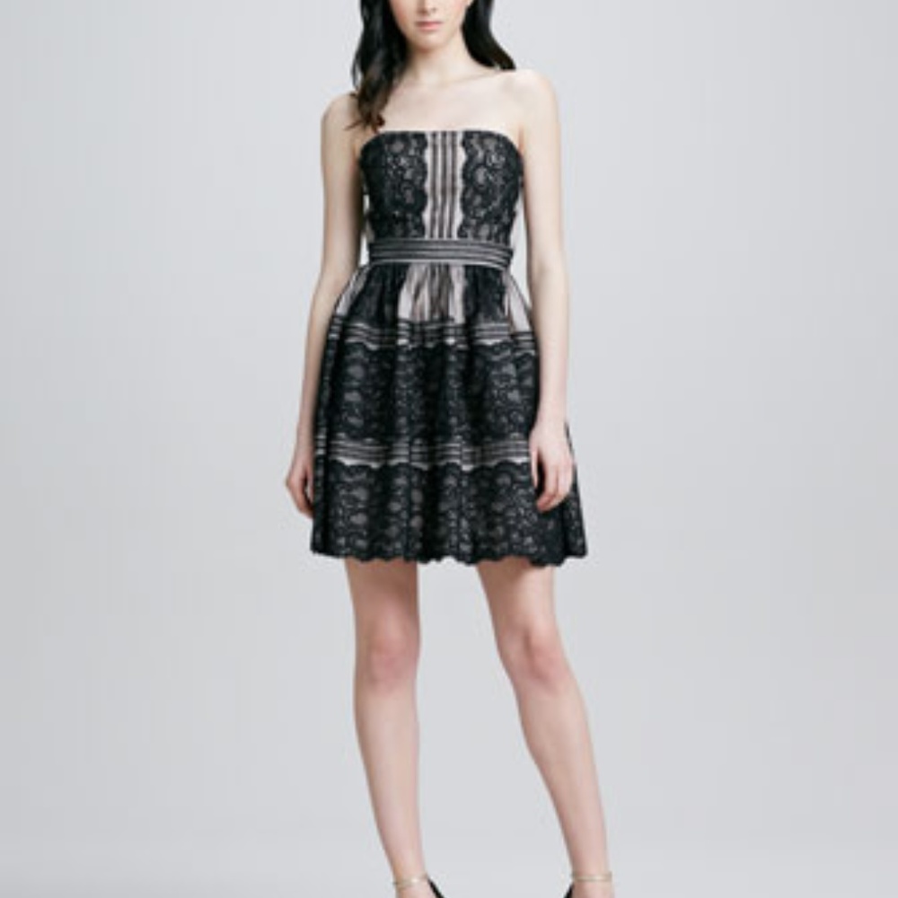 Aidan Mattox strapless lace cocktail dress - Picture 1 of 8