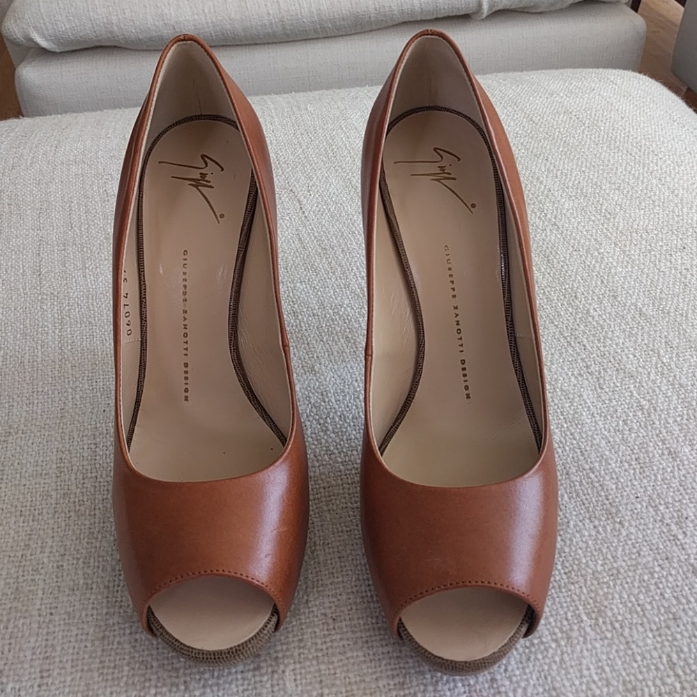 Giuseppe Zanotti Italian Leather Peep-toe Pumps