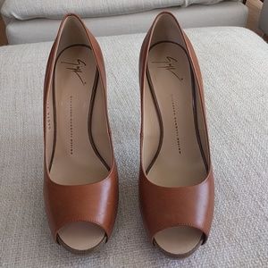 Giuseppe Zanotti Italian Leather Peep-toe Pumps