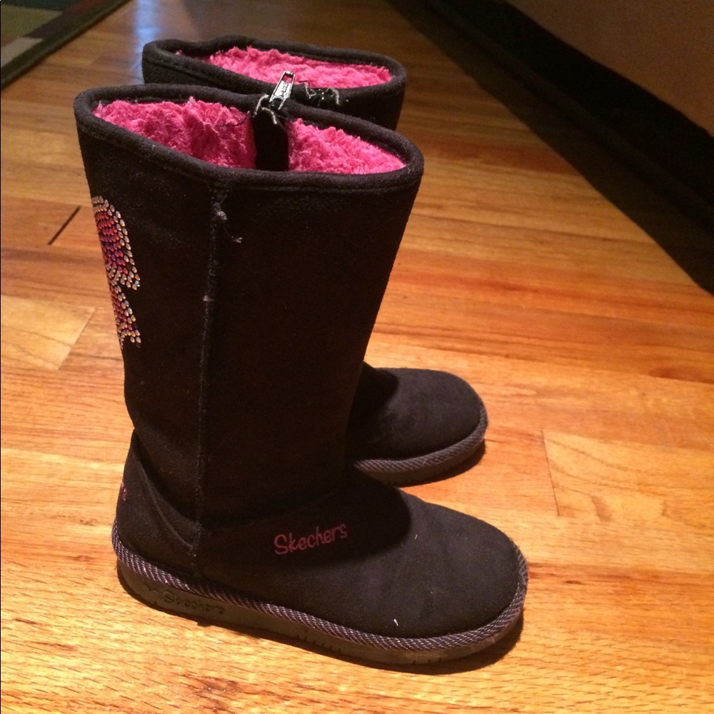 Girls Sketchers Boots, black/pink size 13