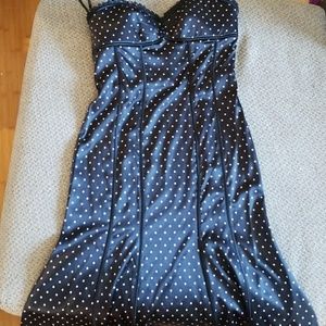 NWT BEBE silk polka dot strapless dress size M