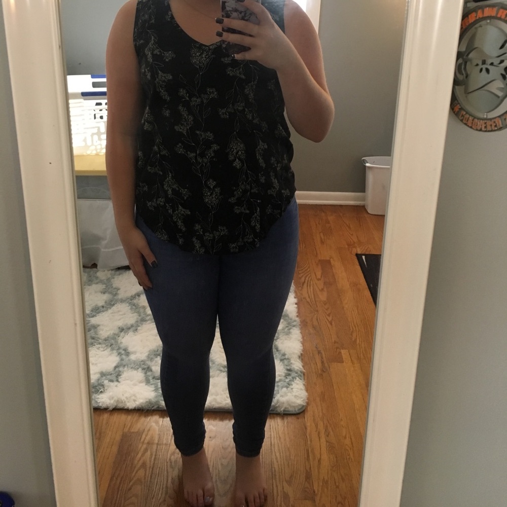 SOLD!!! black floral tank top