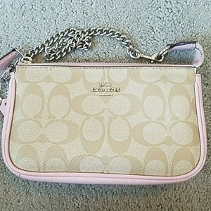 Coach wristlet with silver chain