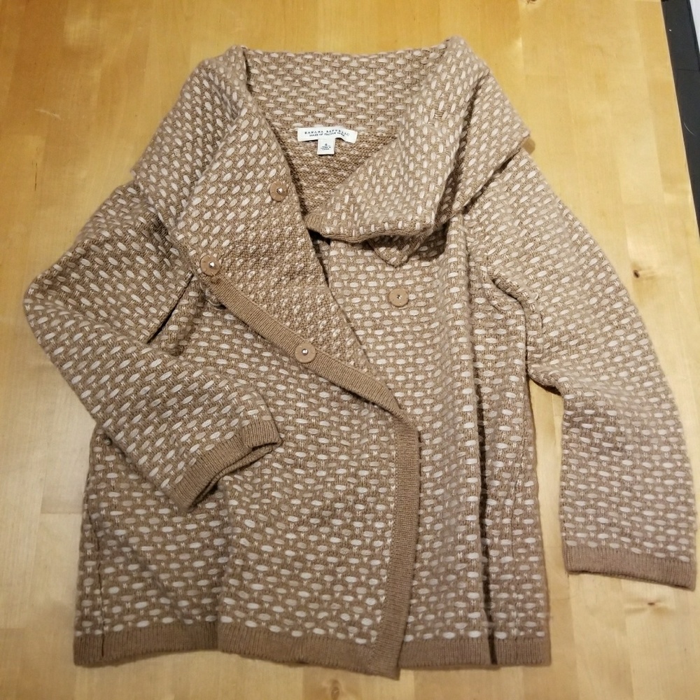 🐑BR Sweater Jacket, Camel/White
