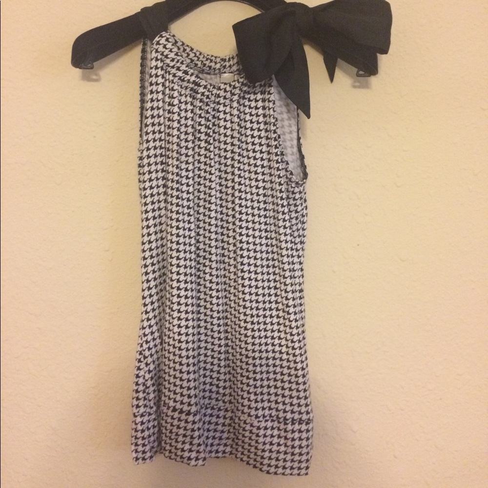 Black & White Houndstooth Top W/ Shoulder Bow