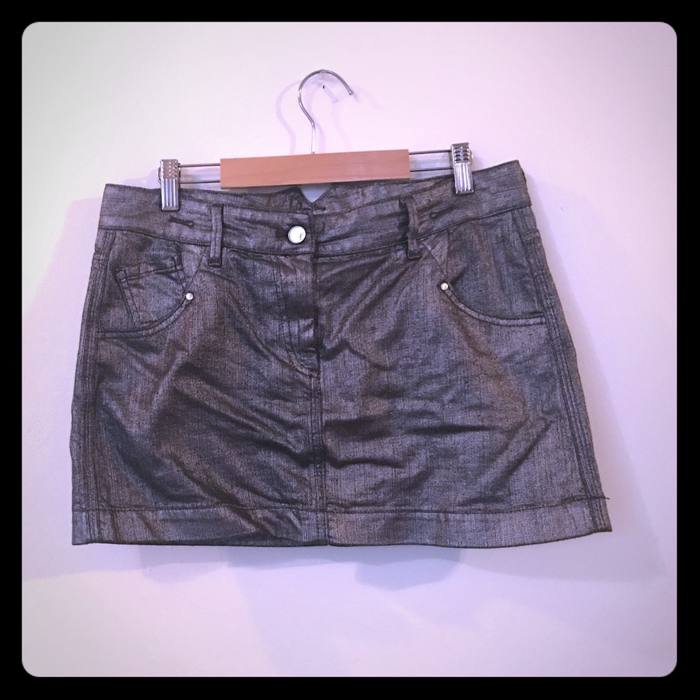 French Connection Sparkly Silver Mini Skirt