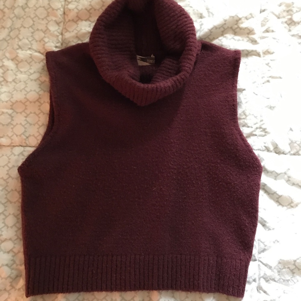 Maroon crop top, turtle neck