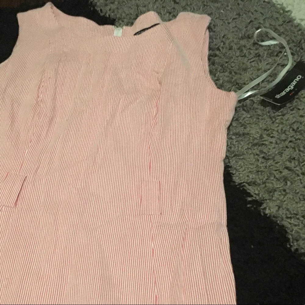 Sharagano Pink and White striped dress