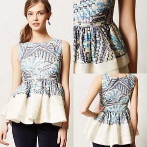 Anthropologie Fish Fry Kerala Peplum Top