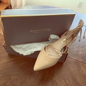 NIB Louise et Cie Nude Nubuck Lace Up Flats sz 7.5