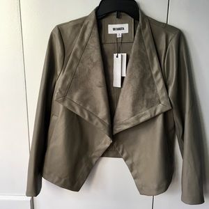 B.B. Dakota Draped Faux Leather Jacket in Toffey