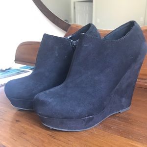 Black suede wedges