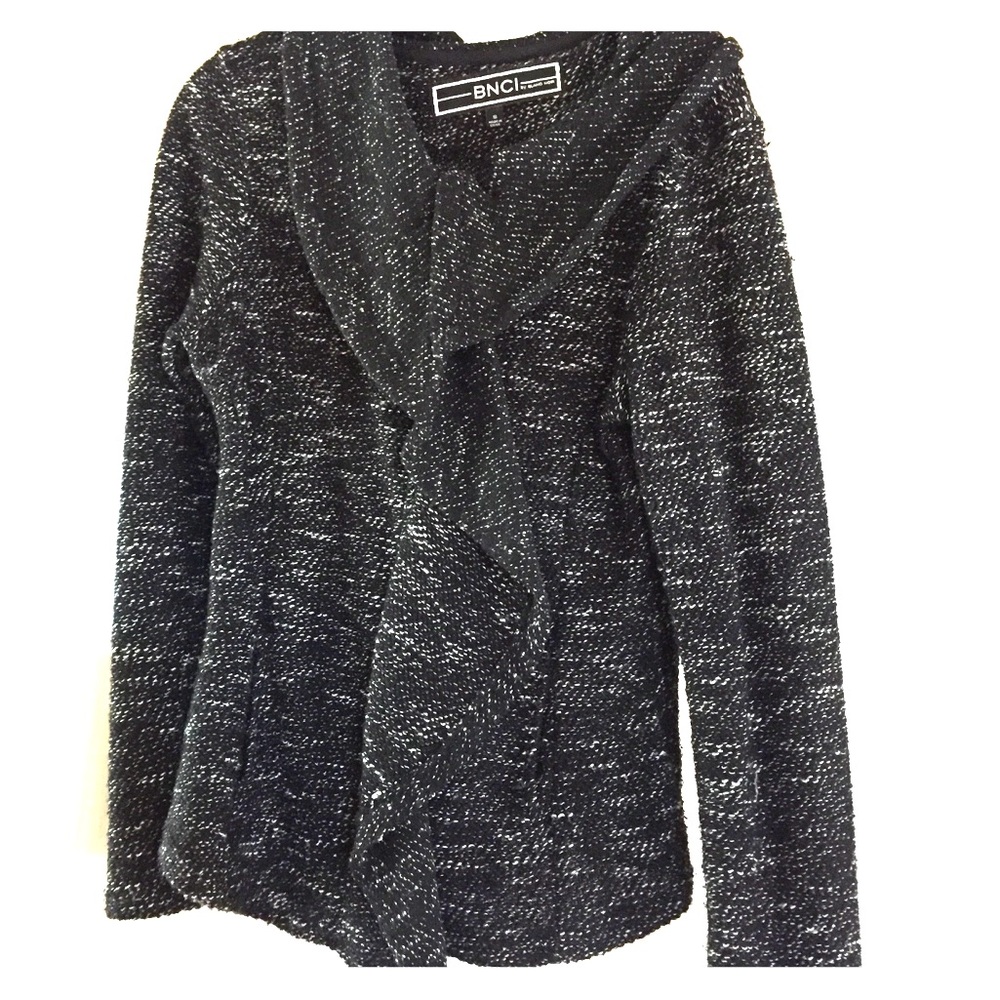 Ruffled front fitted sweater