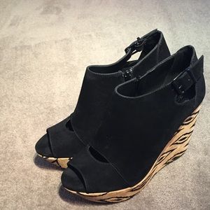 BCBGeneration black suede platform wedges