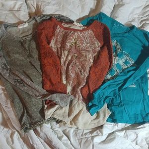 3 Miss Me girls long sleeve tops
