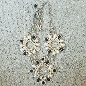 WHBM black, silver and pearl statement necklace