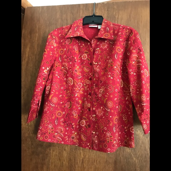 Blouse - nice Fall piece - Rust print- Petite Sm - Picture 1 of 3