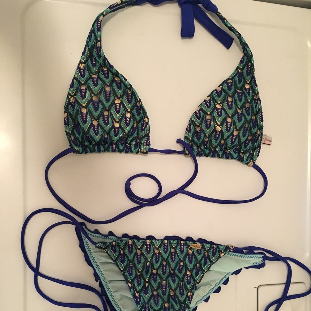 Beautiful peacock colored bikini