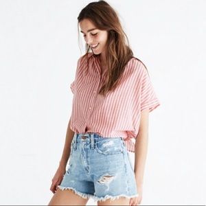 MADEWELL - Central Tie Back Shirt in Rose Stripes