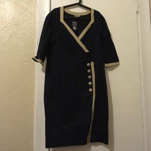 FINAL SALE! Eshakti 1940s-Inspired Navy Dress