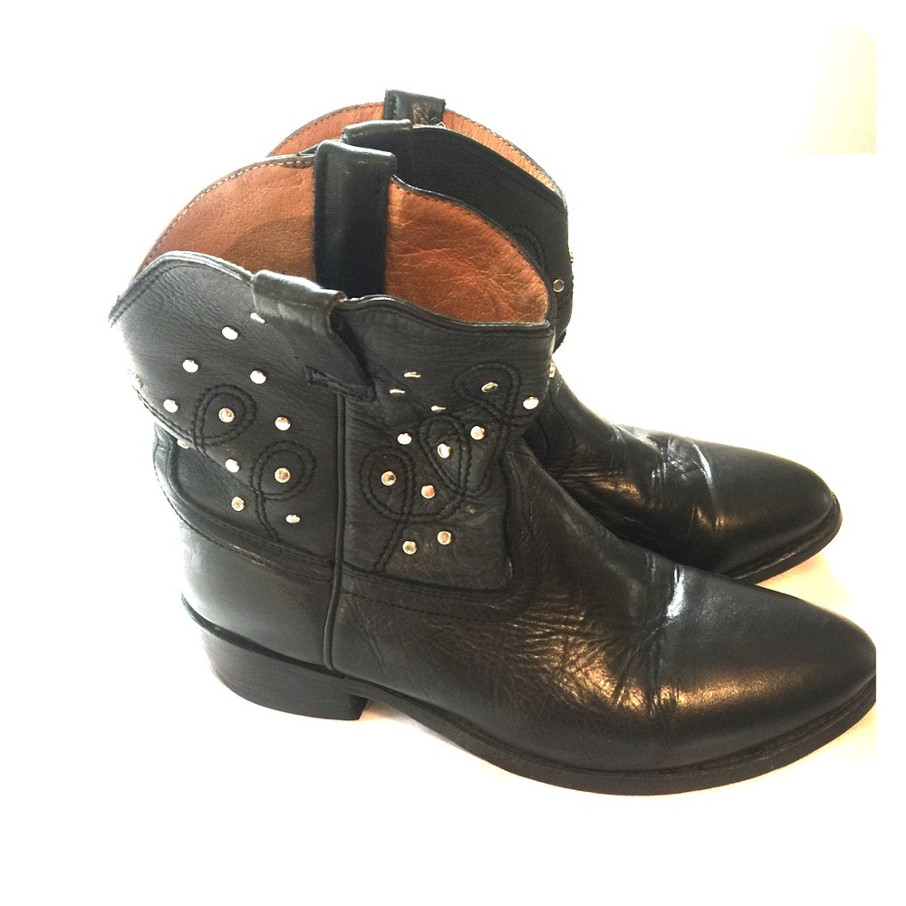 Leather studded boots