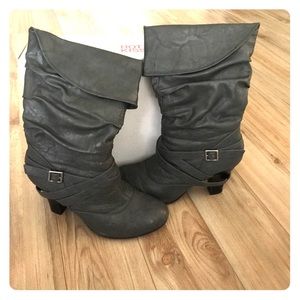 Gray pleather boots