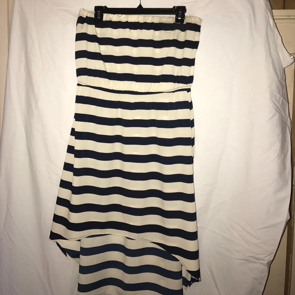 Women's navy and off white dress