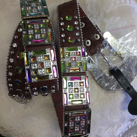 Crystal Bling Iridescent Belt/ ML