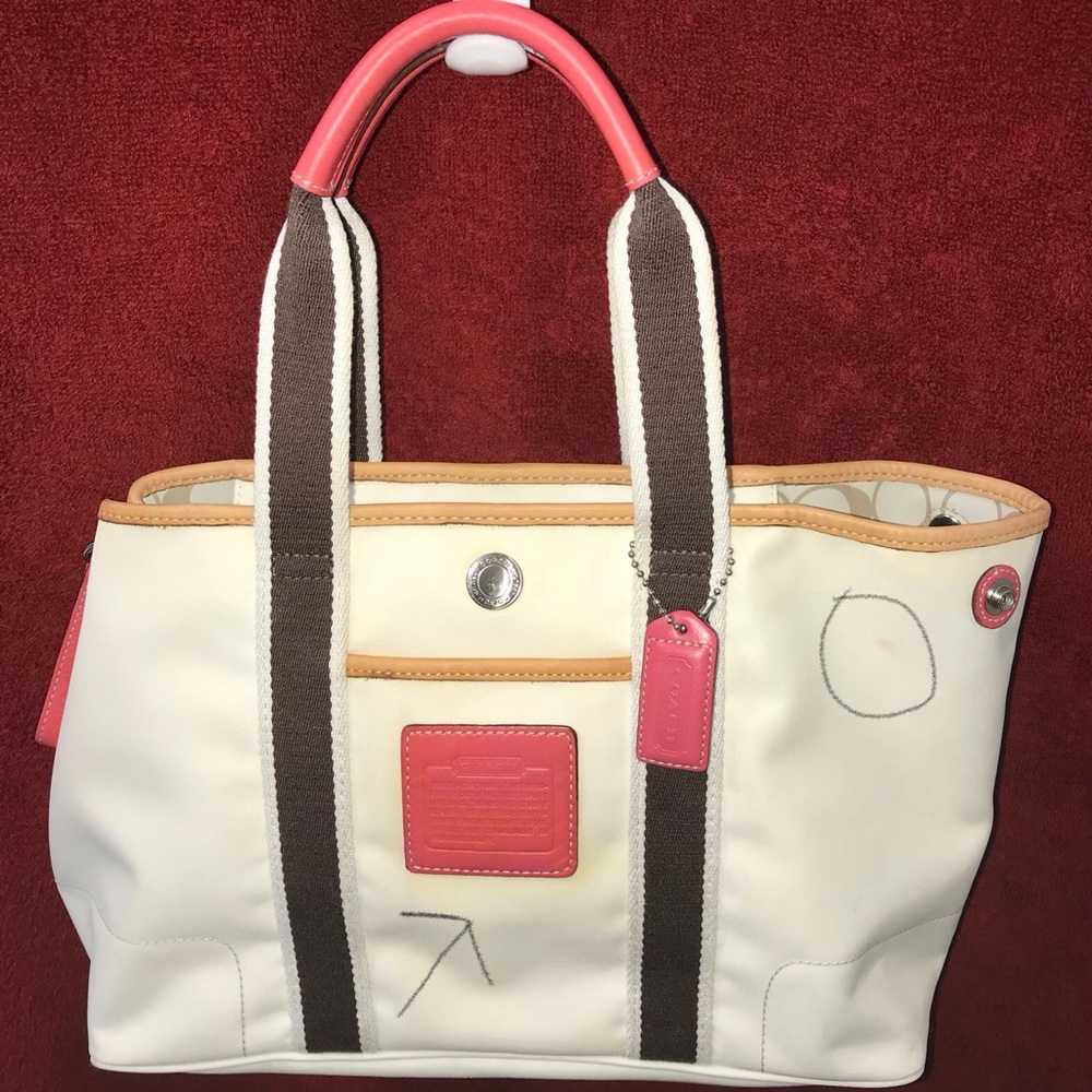 Coach White Hampton Tote