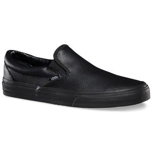 Vans Black Perforated Leather Slip-Ons