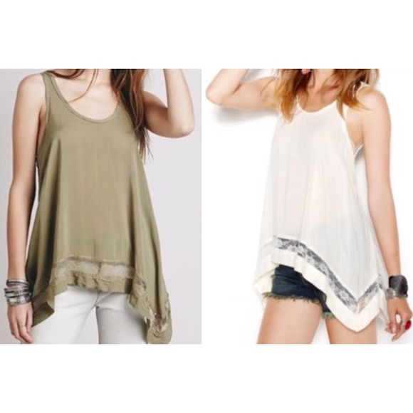 2 Free People Lace Trimmed Tanks - Picture 4 of 5