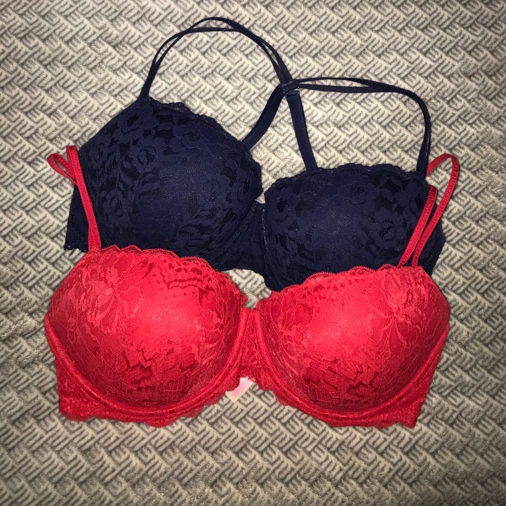 2 BRAND NEW VS DATE BRAS (red and navy) 36DD