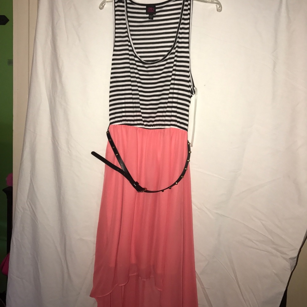 2B black white and pink dress