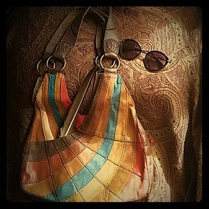 Lucky Brand Leather & Suede Patchwork BOHO Handbag