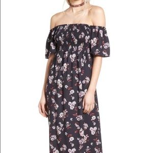 Socialite off the shoulder smocked maxi dress