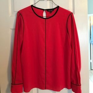 Super classy black and coral long sleeve dress top