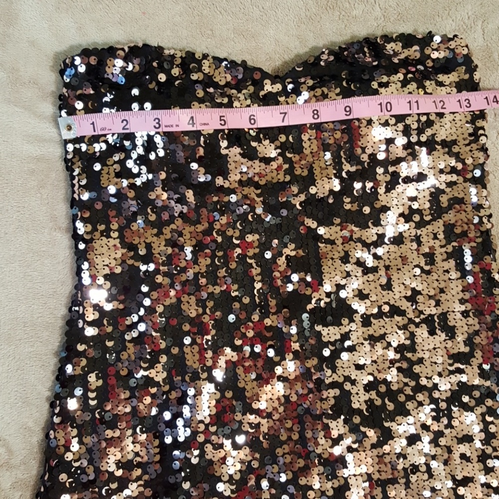 AUW Rose Gold & Black Sequin Strapless Dress. Med. - Picture 5 of 8