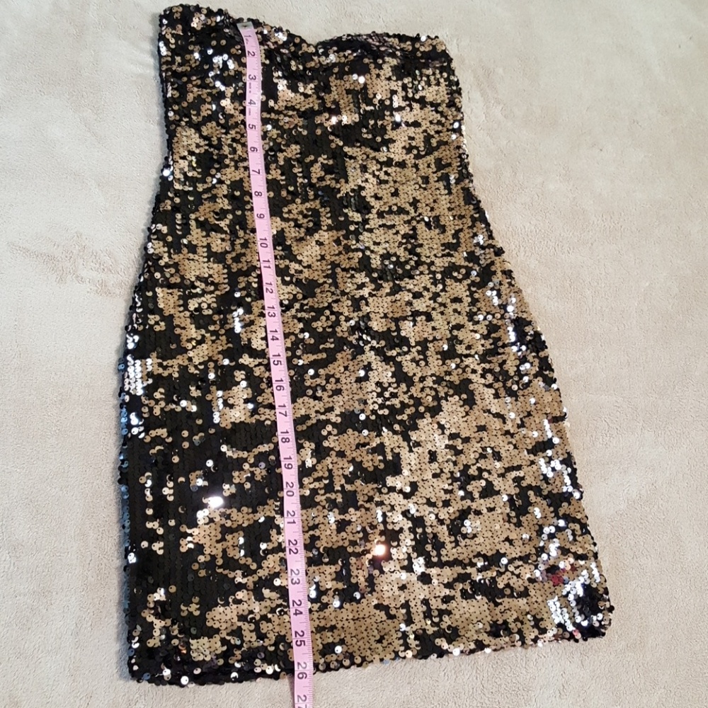 AUW Rose Gold & Black Sequin Strapless Dress. Med. - Picture 6 of 8