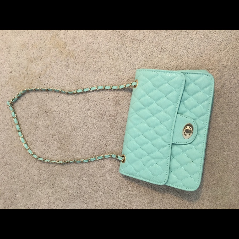 teal handbag