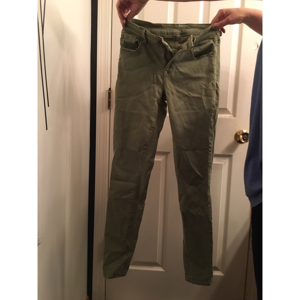 Mid rise green jeans