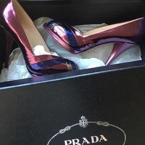 Beautiful Prada pink/purple metallic peeptoe heels Beautiful Prada pink/purple metallic peeptoe heels